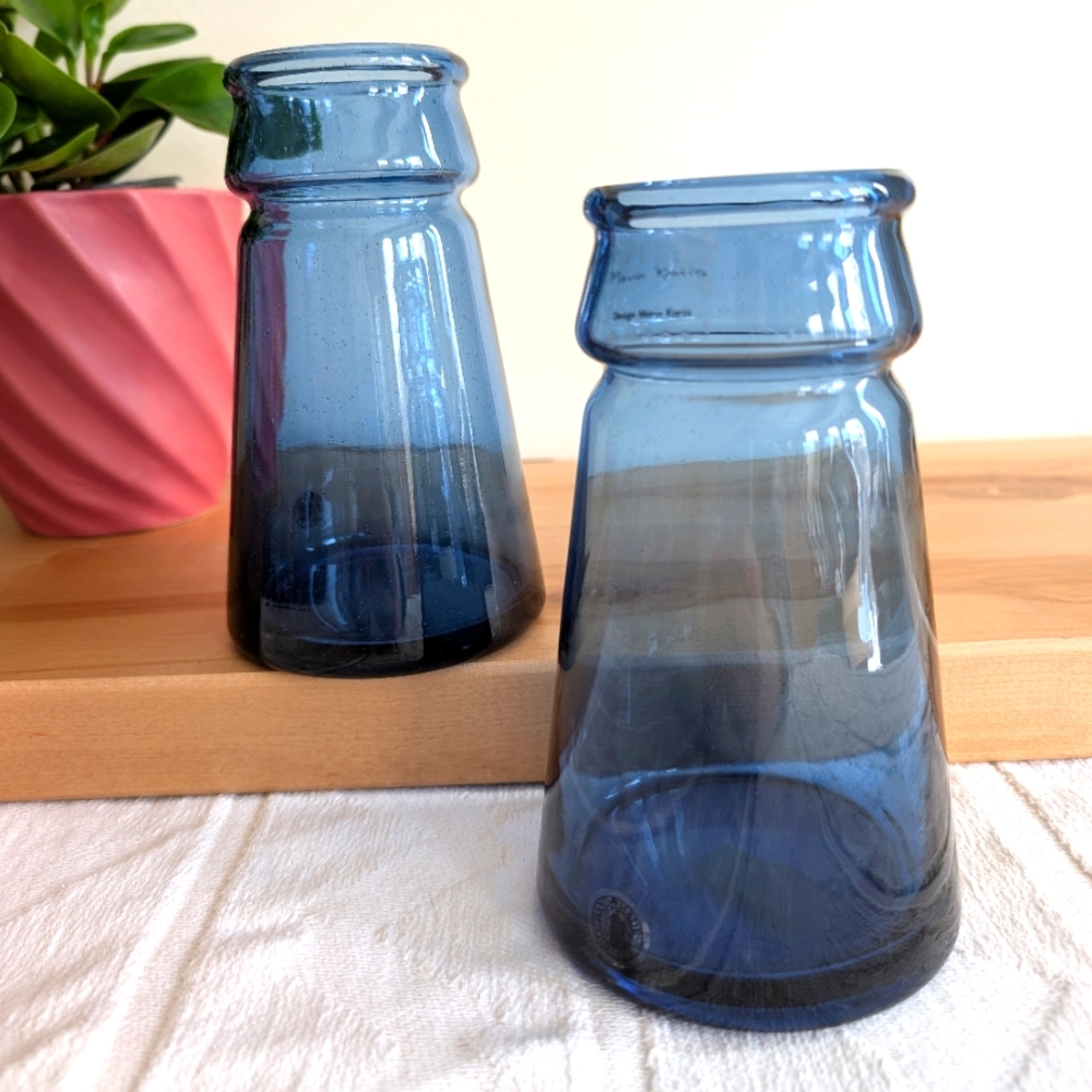Vintage IKEA Maria Kariis Design vases blue art glass handmade